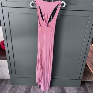 Sweaty Betty Pink Ribbed Maxi Dress Size M Ruched Side Athleisure Bodycon